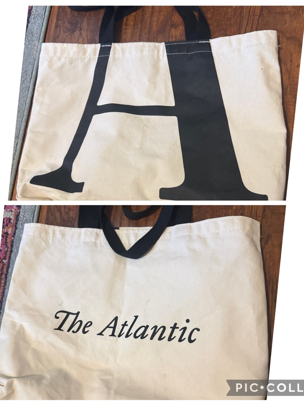 The Atlantic Canvas Tote Bag Casual Gorpcore Travel School A Black White